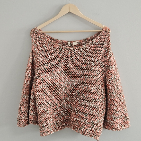 Anthropologie Moth Salina Open Knit Crochet Top Medium Beachy Bohemian - Picture 3 of 12